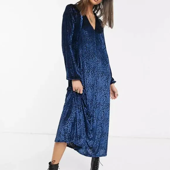 knee length dresses for ladies Rent Asos Design Devore Midi Slip Dress In Animal Print
